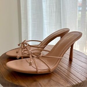 PrettyLittleThing Nude Bow Strappy Heels